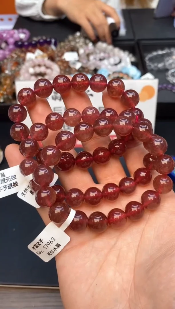 石英质玉手串未镶嵌59草莓晶11mm 多样性发其一