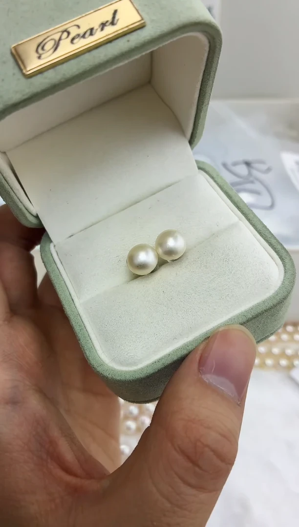 银S925镶嵌DA拼合珍珠（马贝珠）马贝耳饰 BQ274