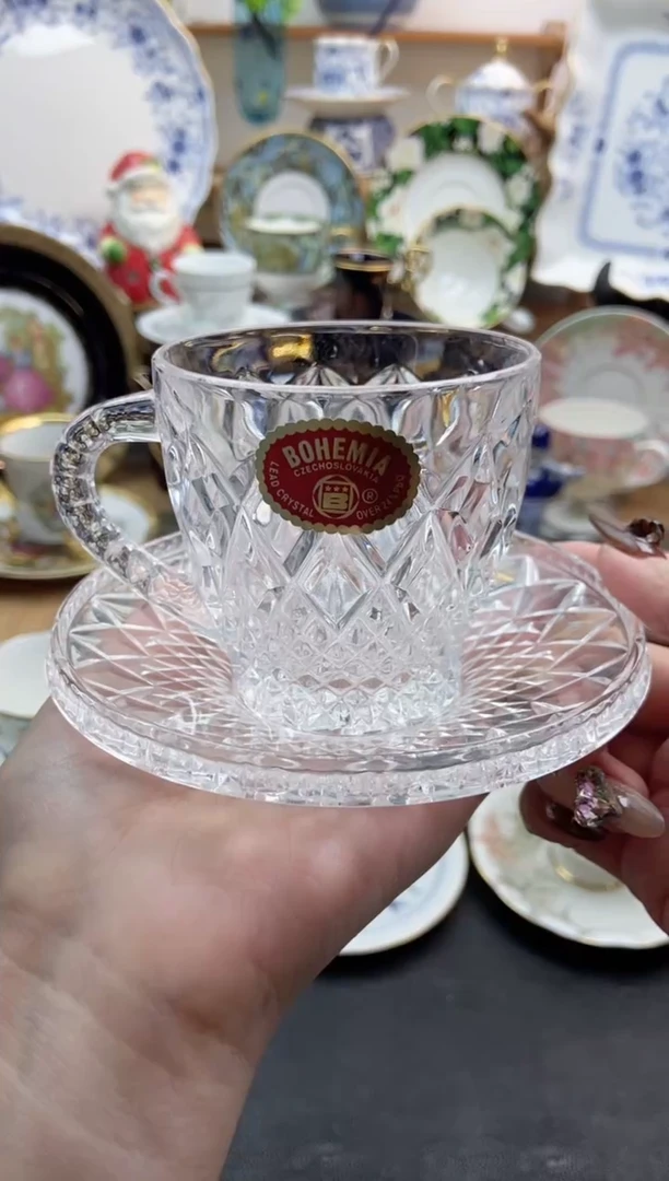 瓷片全新波西米亚水晶咖啡杯谨慎参拍，防伪帖撕毁无售后