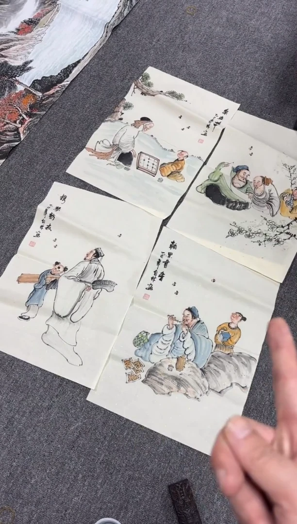 国画艺初美术馆精选链接--69人物图四条屏琴棋书画