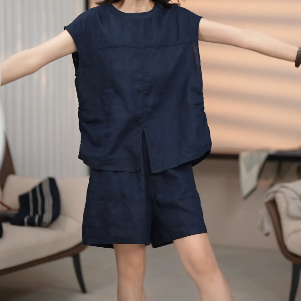 “夏日来信”夏日肌理感飞飞袖衬衫+短裤套装超清爽显瘦C5485