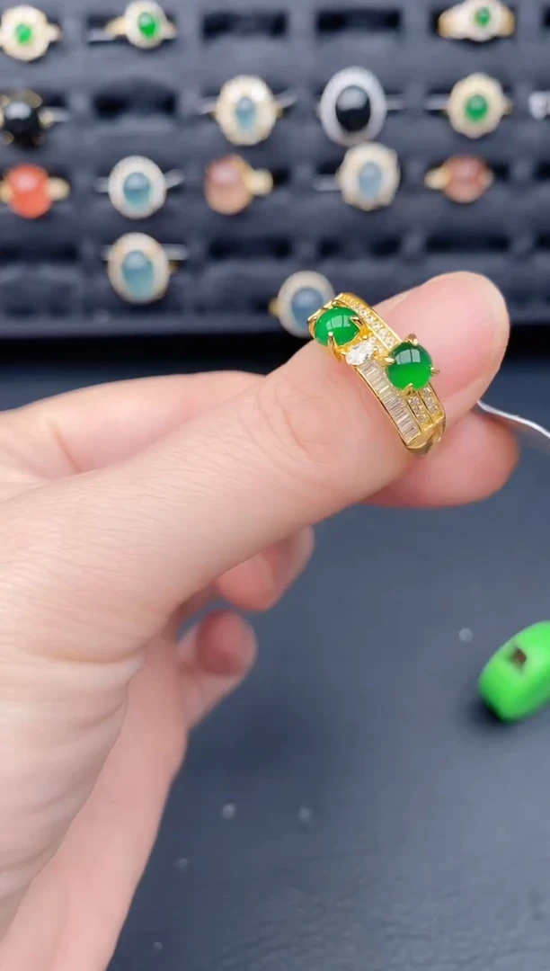 银S925镶嵌戒指翡翠天然a货翡翠88