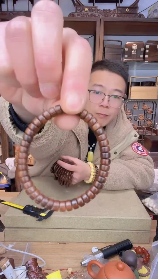 【闪购商品】乌木类书架210贡木药片珠单圈手串