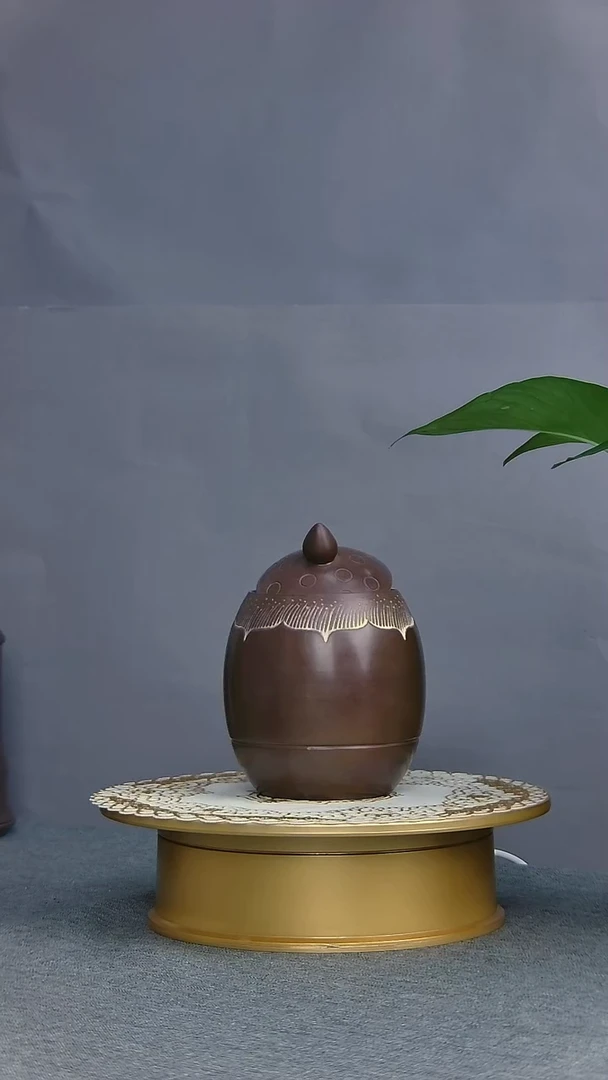 坭兴陶醒茶罐小莲花罐纯手工