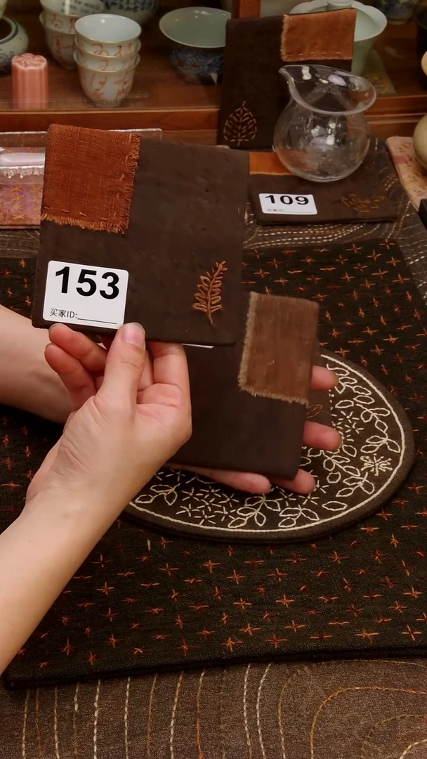 a****?Cici手作刺子绣柿染壶垫杯垫-153