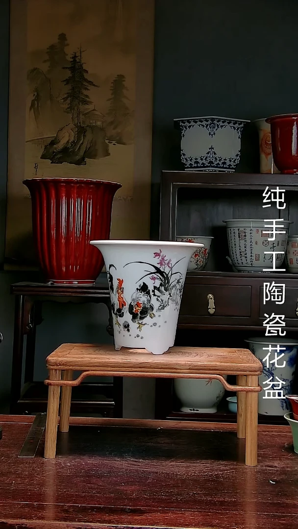 景德镇手工陶瓷花盆