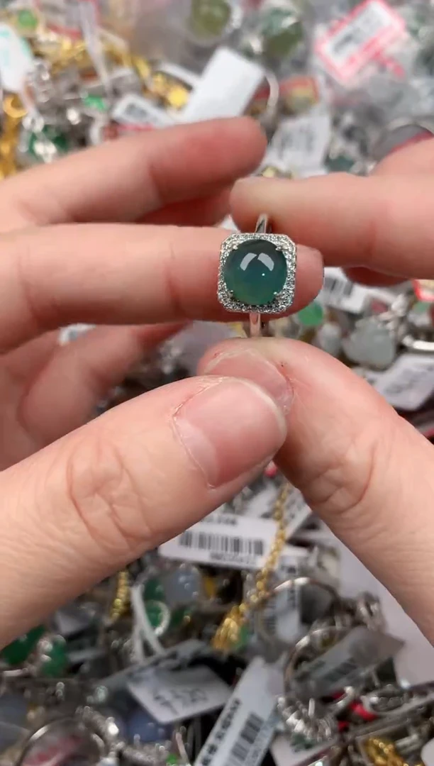 银S925镶嵌戒指翡翠555     8