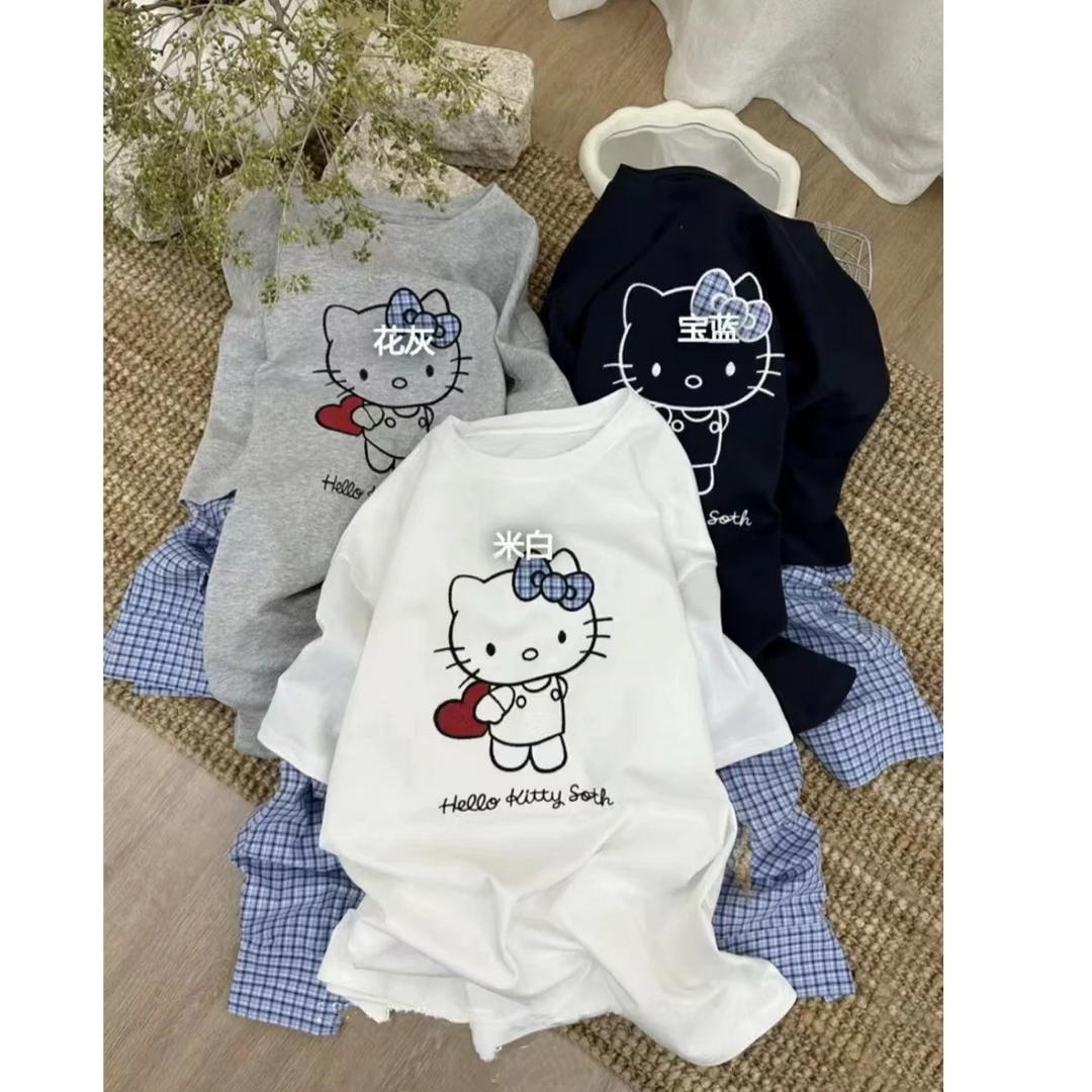 【蜜爷家】韩式趣味卡通kt假两件百搭T恤25126#