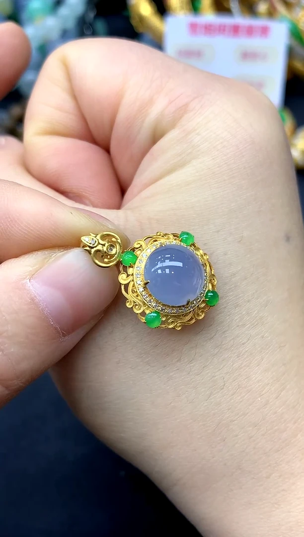 颈饰18K金镶嵌翡翠416-中国好珍宝