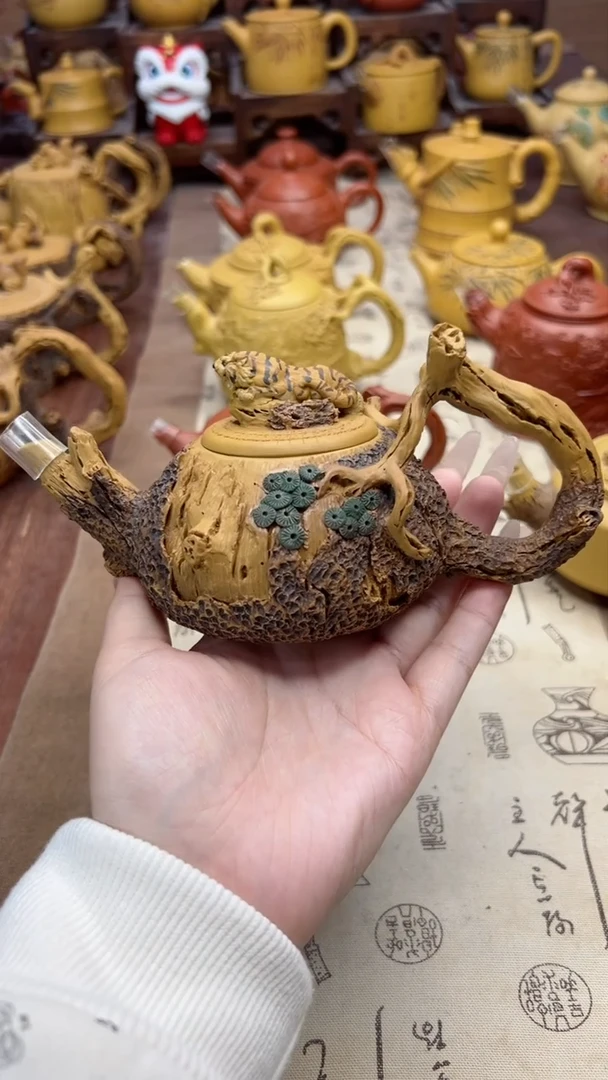 【闪购商品】紫砂壶仿木松桩老虎壶