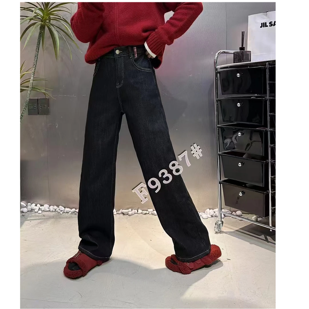 阿婷家9387【加绒阔腿】冬日上新复古百搭显高显瘦牛仔裤