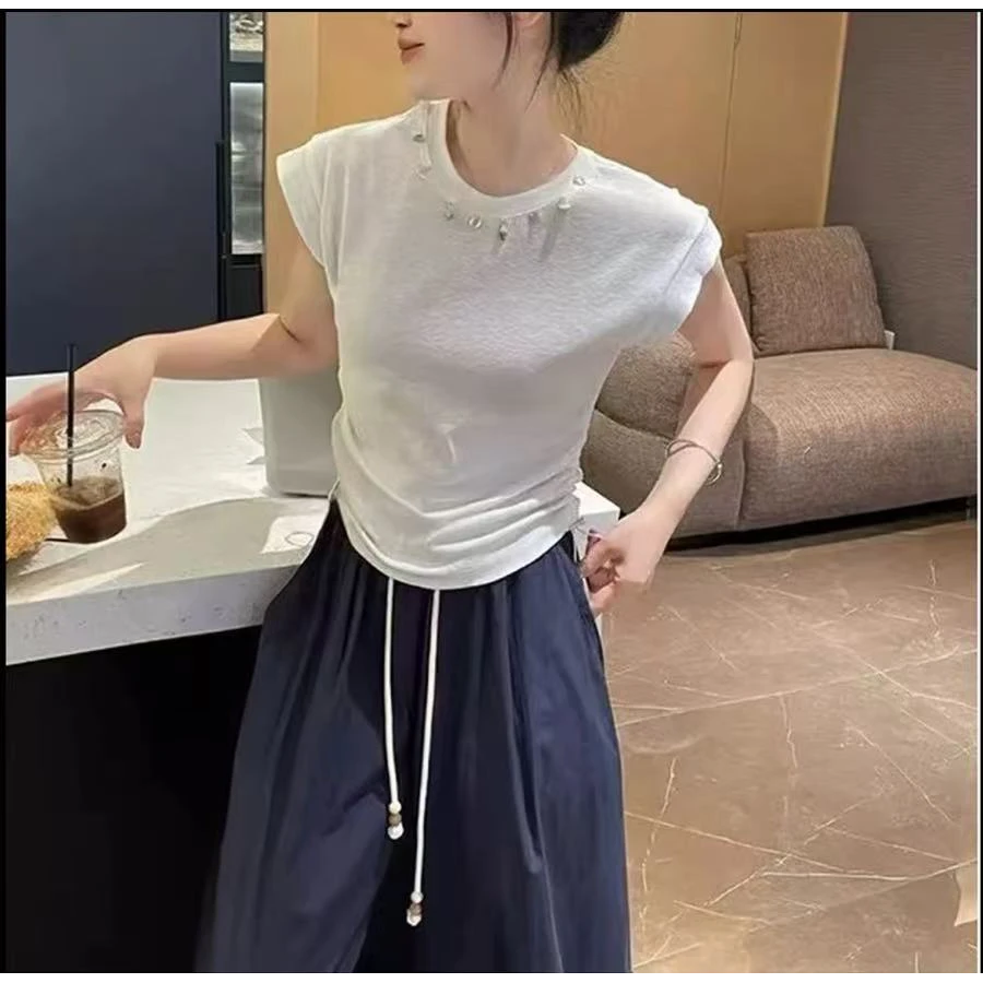 夏季新款圆领小飞袖女式小衫25DAK0890