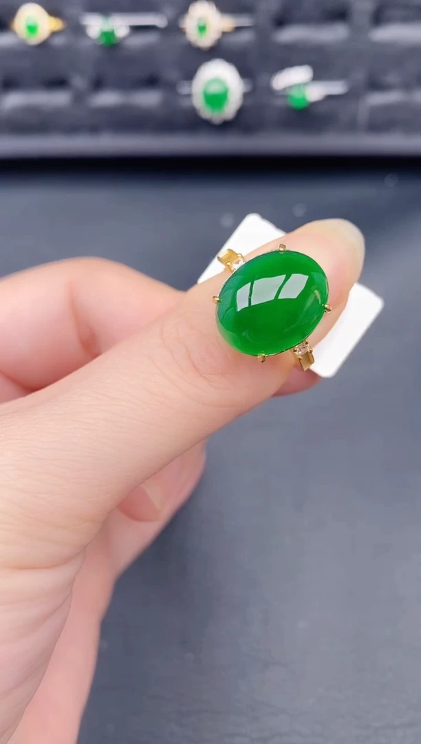 银S925镶嵌戒指翡翠天然a货翡翠188