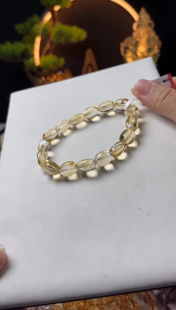 黄晶手串未镶嵌天然黄水晶随形手串
