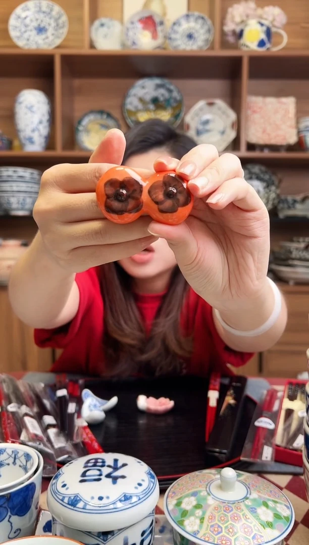 瓷片柿柿如意 筷架 2只装