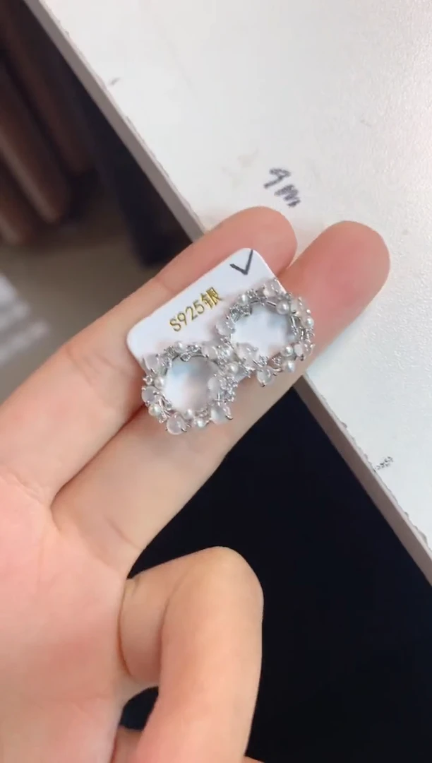 翡翠银S925镶嵌耳饰3号