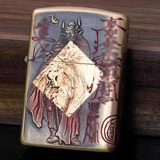 【CC】zippo打火机正品G钟馗朱砂填漆金箔立体浮雕盔甲防风之宝DY99