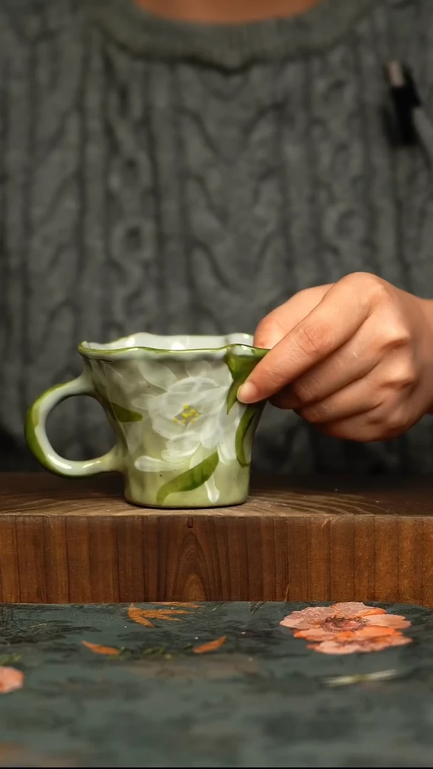 杯釉下彩手工手绘同款陶器