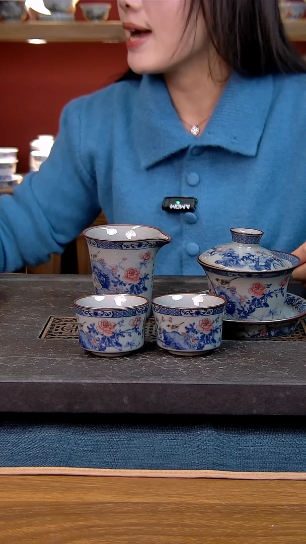 简装家用款4件套 老陶泥开片纹陶瓷茶具