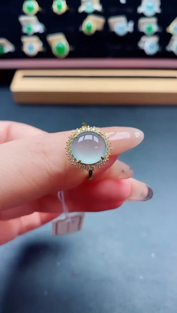 银S925镶嵌戒指翡翠1