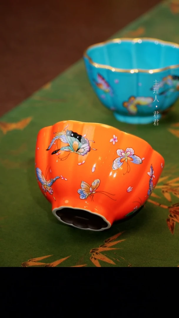 茶杯紫砂【宜景窑爱马仕橙系列】贝壳