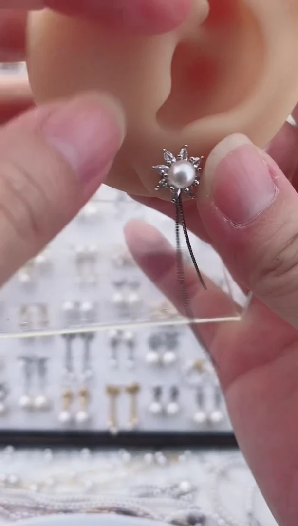 合金耳饰淡水珍珠04