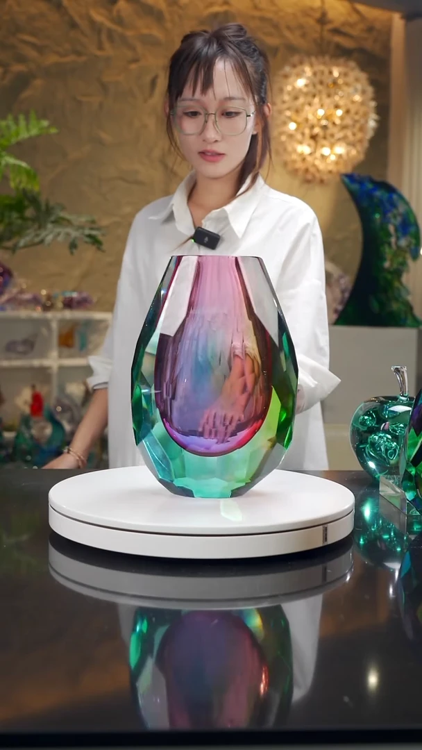 手工艺品琉璃五色切面花器