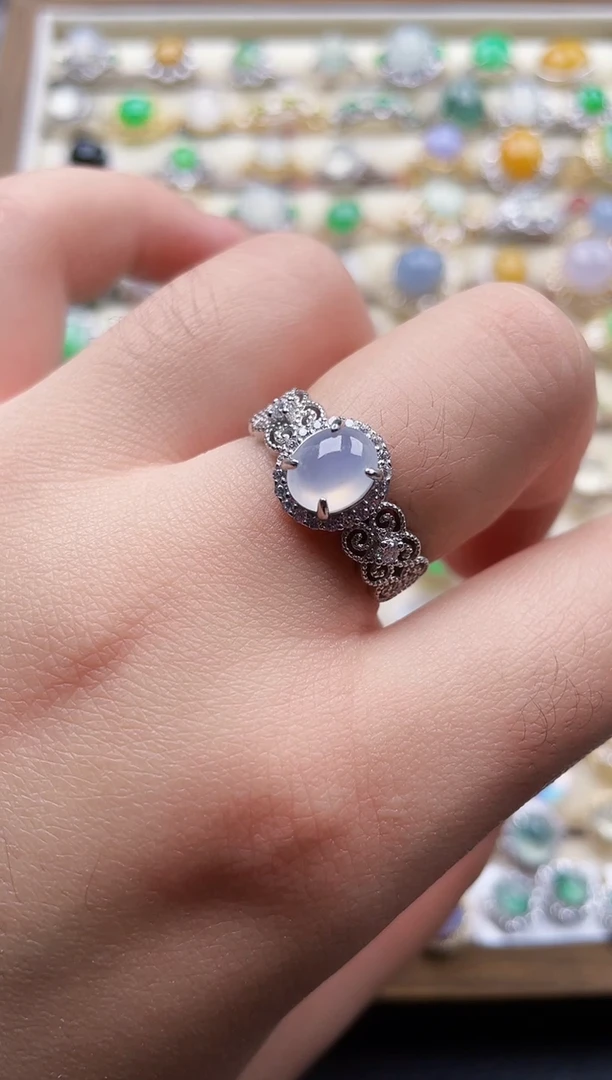 银S925镶嵌戒指翡翠70