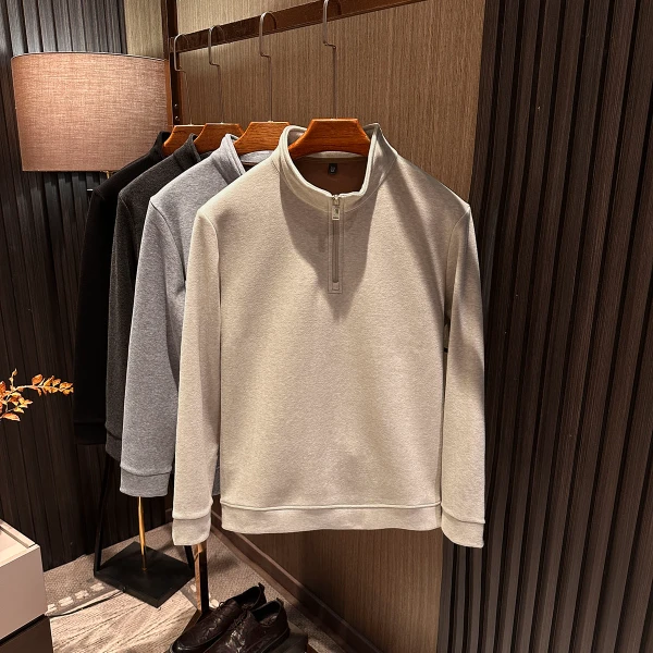 【高档老钱气质 加绒保暖】25男士冬季门筒领高领立领加厚打底卫衣