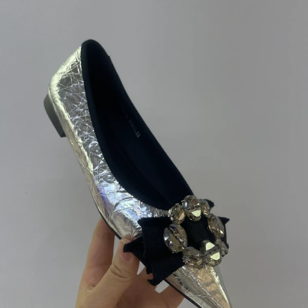 chalan 新款时尚百搭舒适尖头平底鞋平地浅口鞋A1251C013