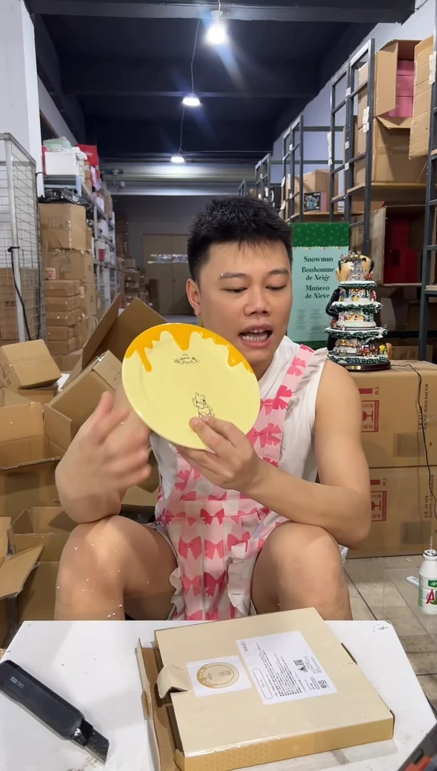 瓷片原盒维尼餐盘 陶瓷