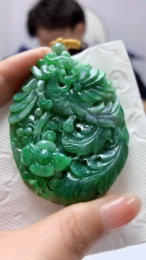 【闪购商品】定制翡翠未镶嵌5145ms-毛货130凤凰赠珠链