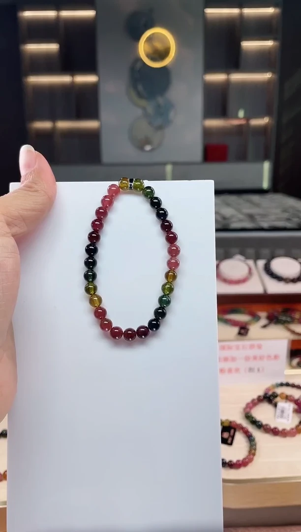 未镶嵌老矿碧玺单圈手串6mm+碧玺（多样性发一条）Q