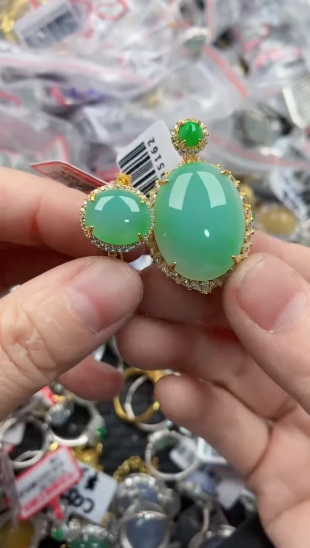 银S925镶嵌戒指翡翠6666-----2