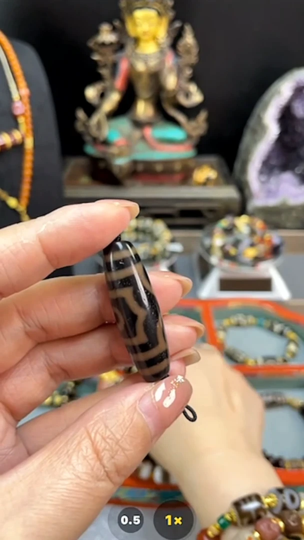 未镶嵌手串玛瑙/玉髓（覆膜）平*老冯黑金三眼单珠