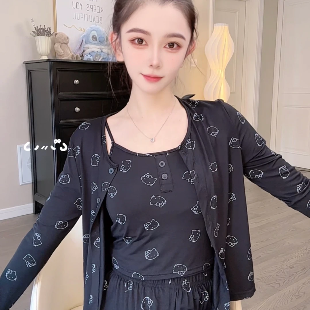 SIEOYJIEA/私迹大榕家viki【满印kt】女款时尚气质长袖家居服套装