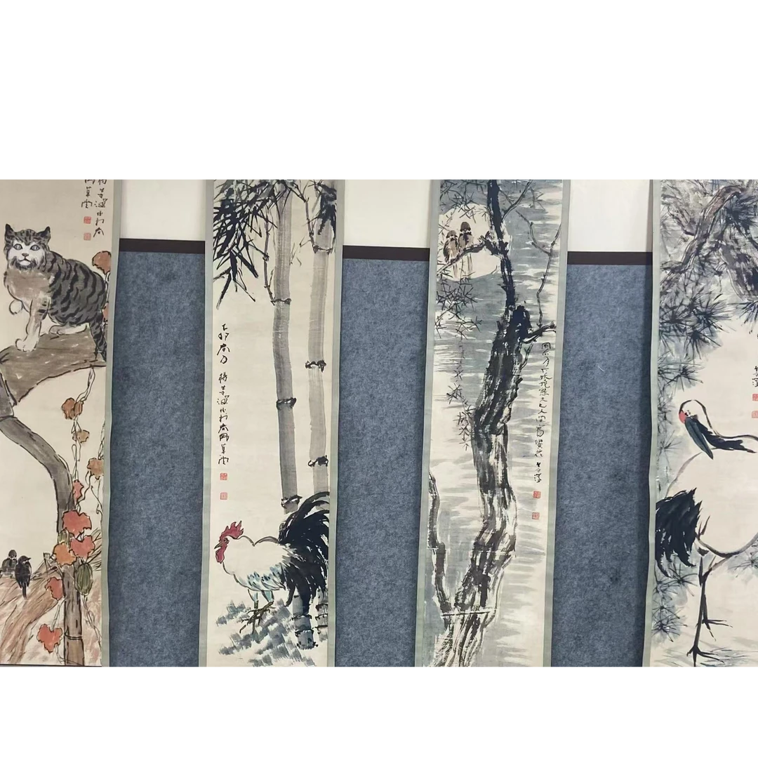 杨 花鸟四条屏140 40 5平尺
