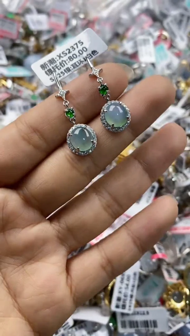 银S925镶嵌戒指翡翠3333----5