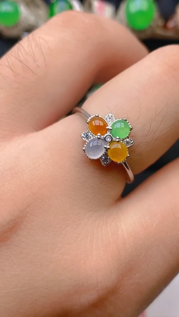 翡翠银S925镶嵌耳饰天然