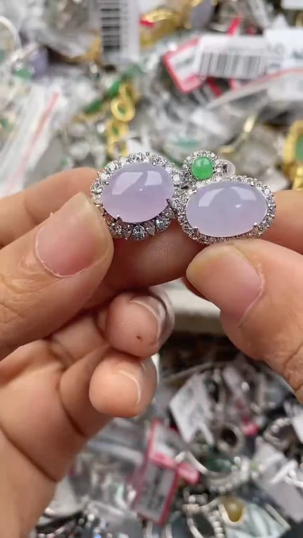 银S925镶嵌戒指翡翠222             3