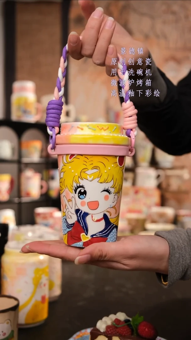 摆件陶?****s旺的可以手工手绘设计师款陶瓷