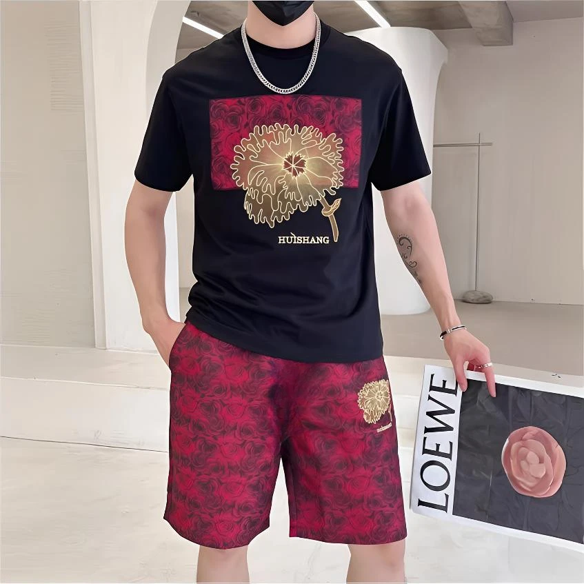 TUCANO/啄木鳥夏季男士高端冰丝套装短袖T恤短裤两件套百搭轻奢风