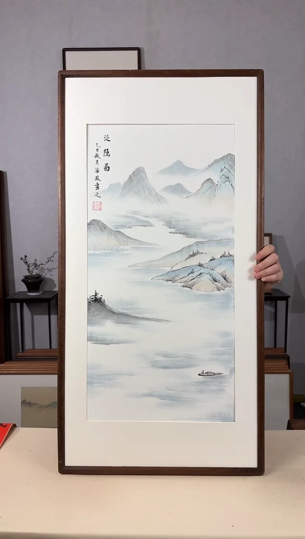 国画手绘*泛隐图*47*92cm带框发货