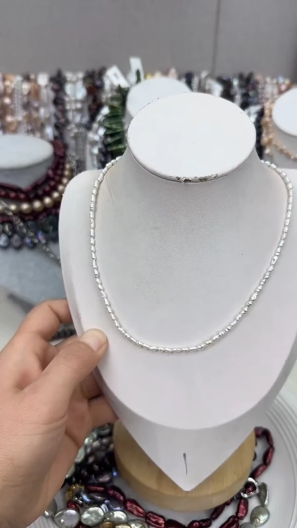 颈饰银S925镀金镶嵌淡水珍珠1