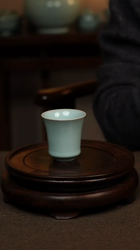 瓷片天青色闻香杯70ml微瑕不带礼盒