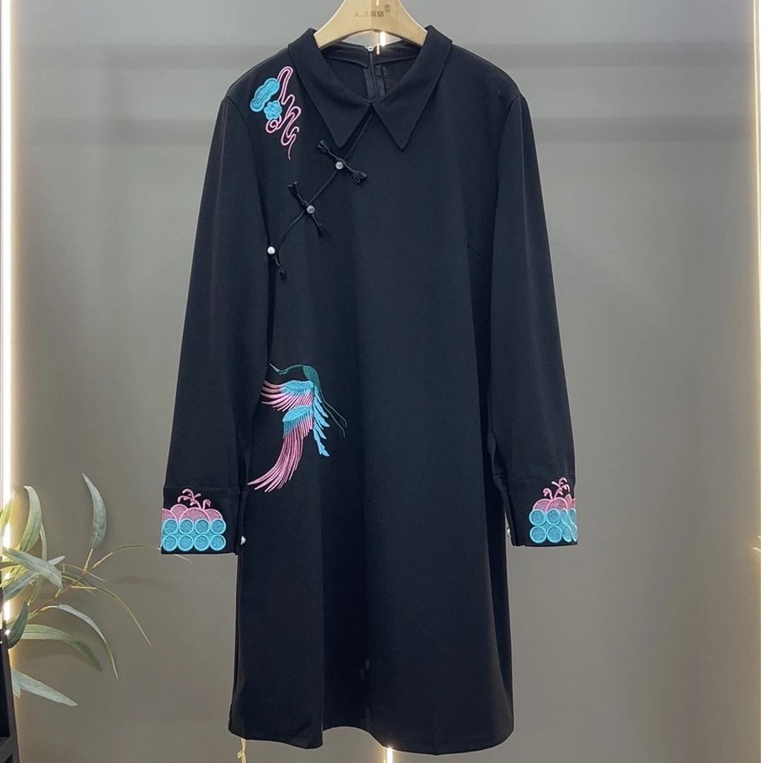 胖MM大码新中式连衣裙