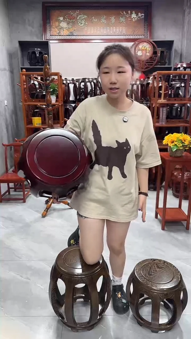 花梨木类家具酸枝色小号鼓凳四个