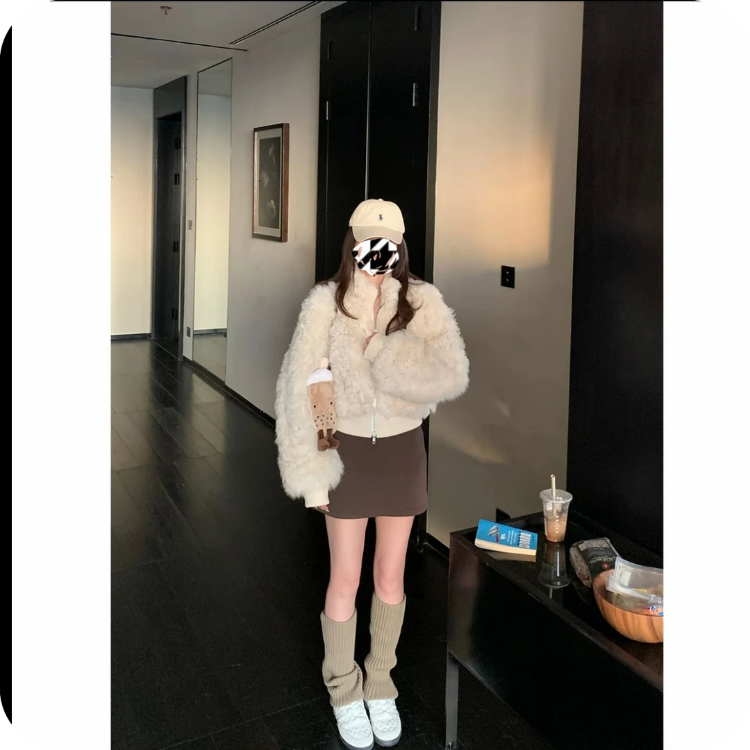 短款常规款女拉链立领厚款短外套长袖冬季温柔风88202