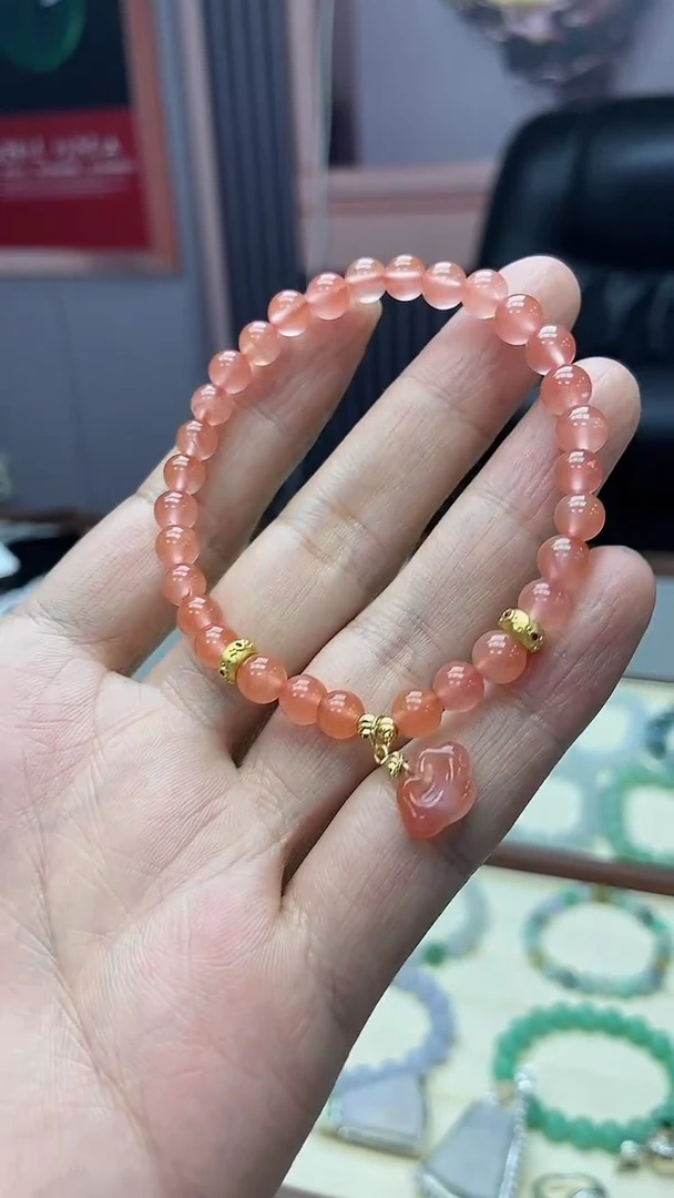 南红玛瑙合金颈饰手串