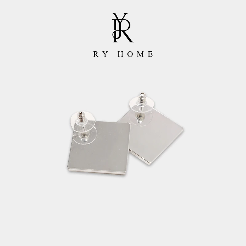 非金属硅胶耳饰 【容雨RYHOME】轻奢小众黑白棋盘格方形耳环A1260